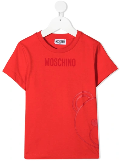 Shop Moschino Teen Teddy Bear-print T-shirt In Red