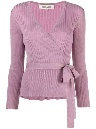 Shop Diane Von Furstenberg Ribbed Wrap Jumper In Pink