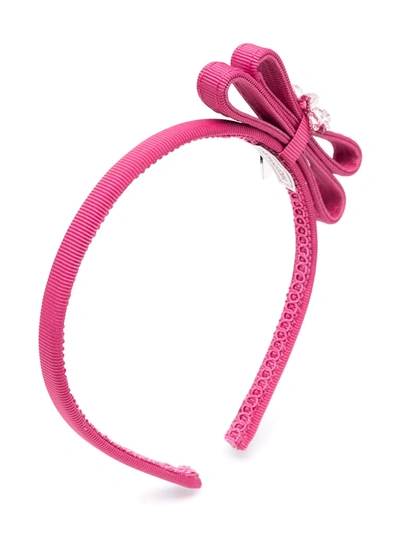 Shop Monnalisa Bow Appliqué Hairband In Pink