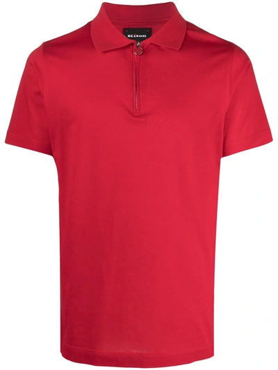 Shop Kiton Half-zip Polo Shirt In Red
