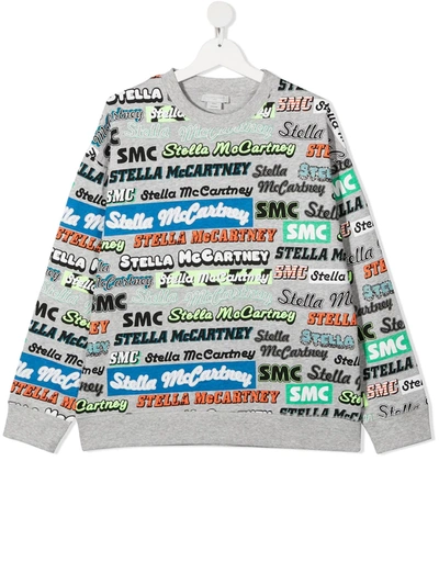 Shop Stella Mccartney Teen Multi Logo-print Sweatshirt In Grey