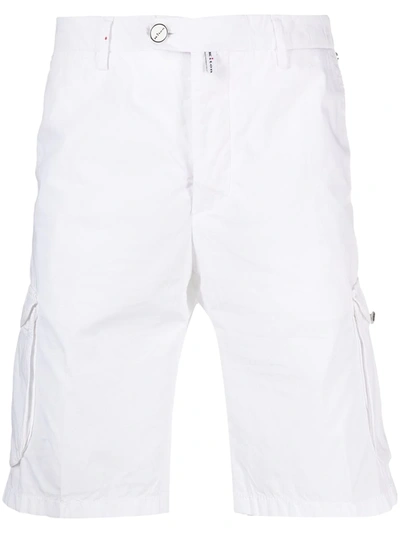 Shop Kiton Cotton-blend Cargo Shorts In White