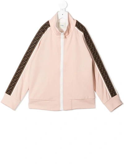 Shop Fendi Logo Tape Track Jacket In Pink