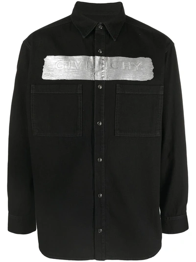 Shop Givenchy Logo-embossed Denim Shirt In Black