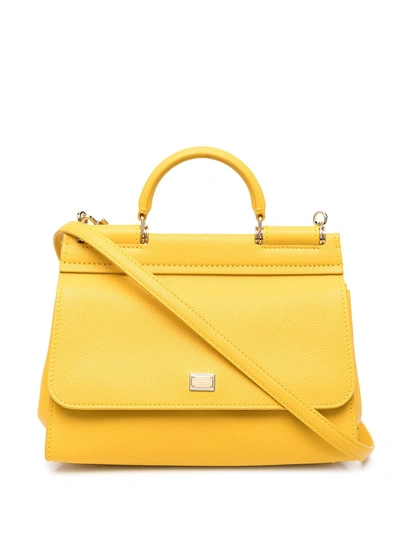 Shop Dolce & Gabbana Sicily Tote Bag In Yellow