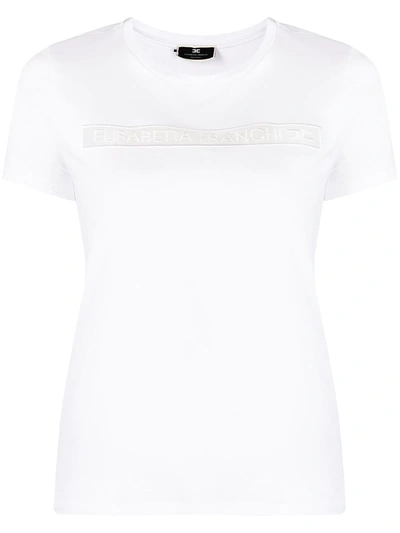 Shop Elisabetta Franchi Embroidered-logo T-shirt In White