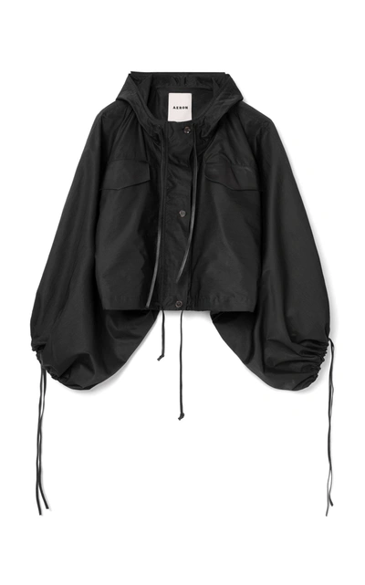 Shop Aeron Jira Cropped Hooded Windbreaker In Black