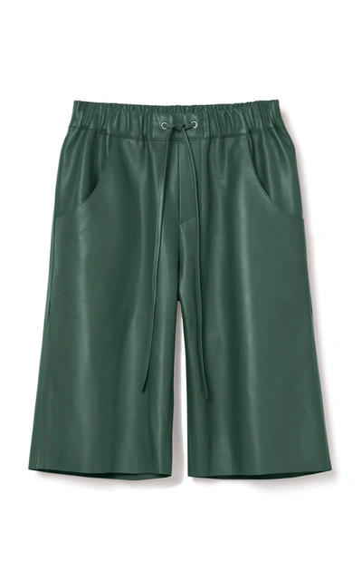 Shop Aeron Patek Leather Bermuda Shorts In Green