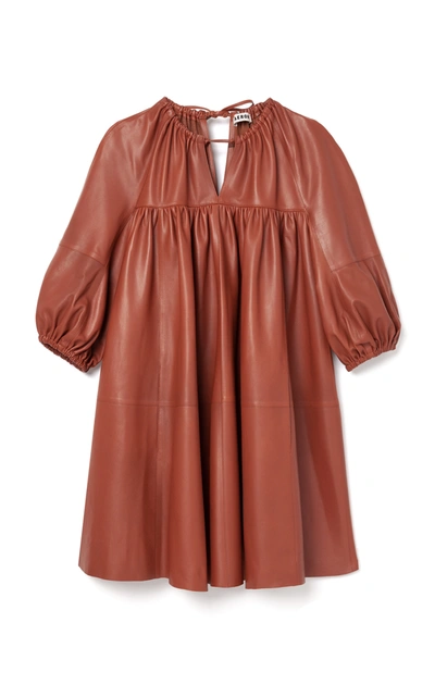 Shop Aeron Women's Harini Babydoll Leather Mini Dress In Brown