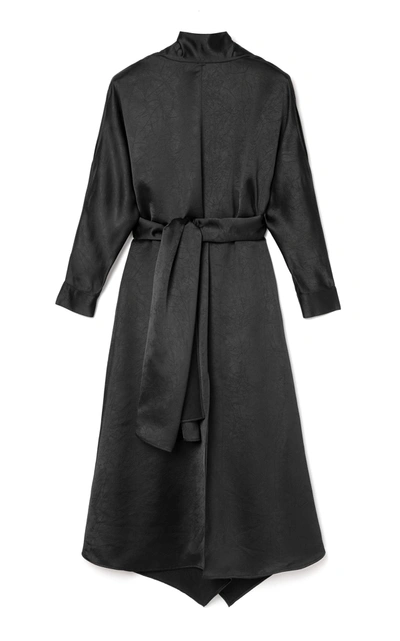 Shop Aeron Amila Belted Draped Satin Dress In Black