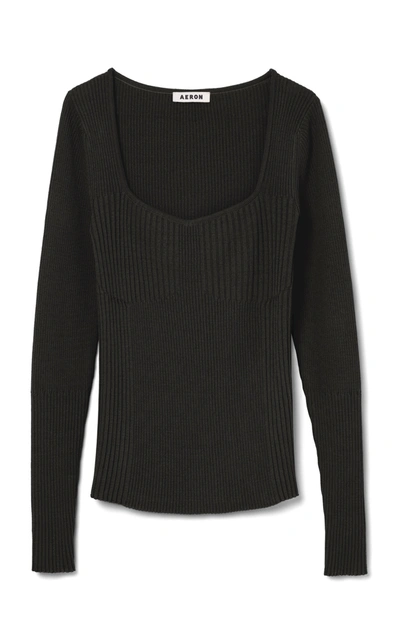 Shop Aeron Deven Ribbed Knit Top In Black