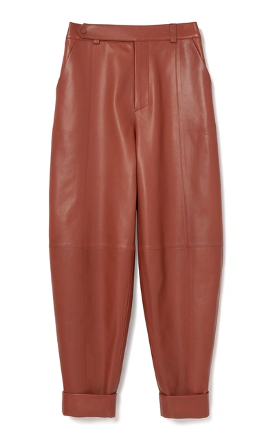 Shop Aeron Imago Balloon Leather Pants In Brown