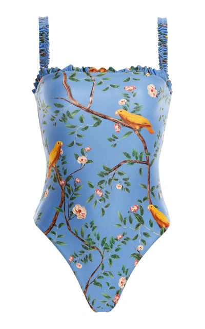 Shop Agua By Agua Bendita Women's Limón Printed One-piece Swimsuit In Blue