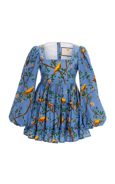Shop Agua By Agua Bendita Women's Avena Printed Cotton-poplin Mini Dress In Blue