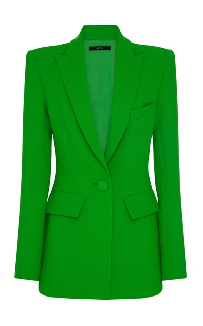 Shop Alex Perry Carter Stretch Crepe Blazer In Green