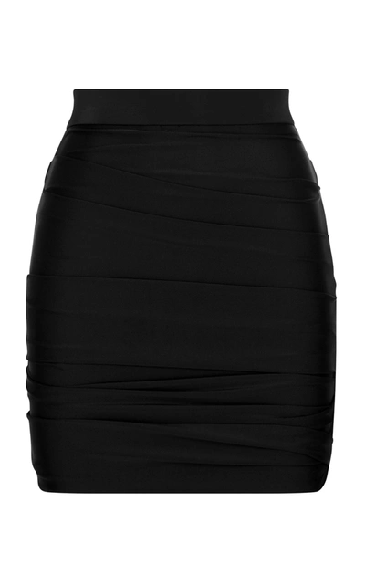 Shop Alex Perry Women's Rory Ruched Jersey Mini Skirt In Black
