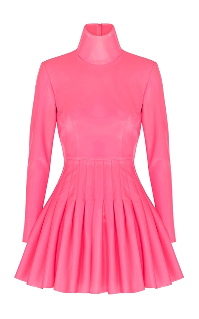 Shop Alex Perry Women's Miller Pleated Vinyl Mini Dress In Pink