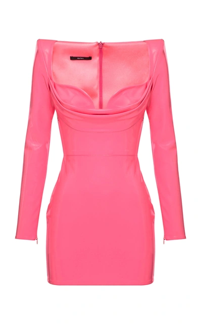 Shop Alex Perry Britt Draped Vinyl Mini Dress In Pink