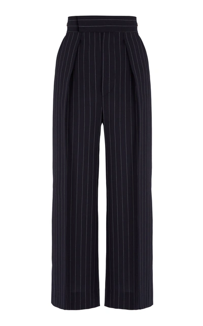 Shop Hanna Fiedler Jiro Pinstriped Wool Culotte Pants In Stripe