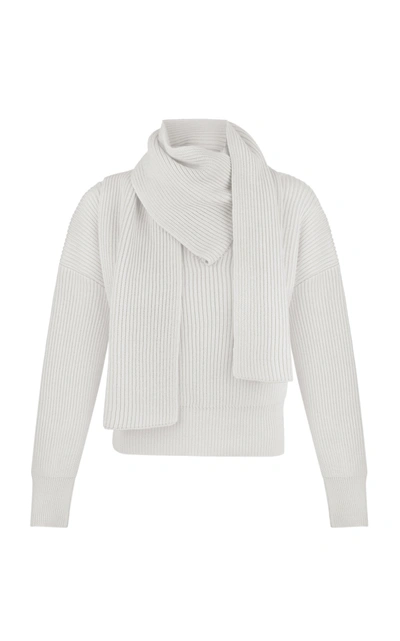Shop Anna October Women's Berlin Scarf-detail Wool-blend Top In White