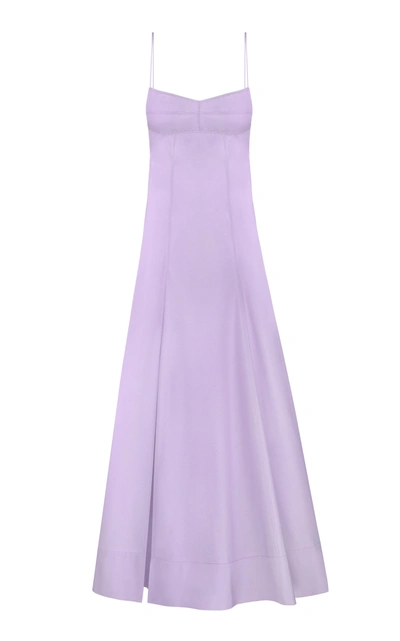 Shop Anna October Libertine High Slit Cotton Maxi Dress In Purple