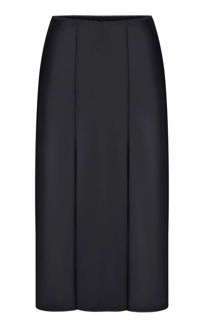 Shop Anna October Zhenia Double-slit Satin Skirt In Black