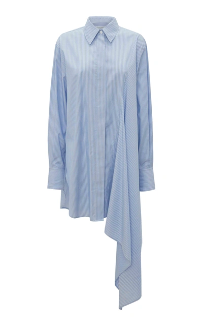 Shop Jw Anderson Draped Oversized Striped Cotton Shirt In Blue