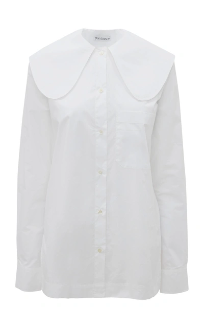 Shop Jw Anderson Oversized-collar Cotton Poplin Shirt In White