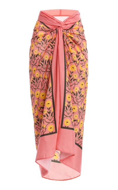 Shop Agua By Agua Bendita Women's Lavanda Mimosa-printed Cotton Silk Pareo In Pink