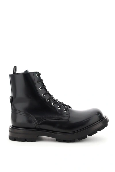 Shop Alexander Mcqueen Worker Leather Boots In Black (black)