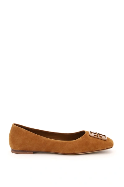 Shop Tory Burch Georgia Suede Ballet Flats In Rhum (brown)