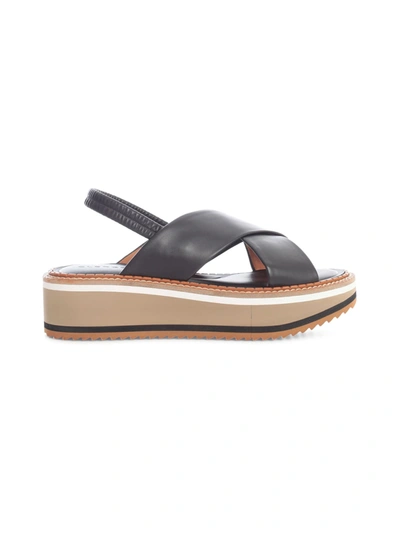 Shop Clergerie Low Sandal W/high Sole And Two Strap In Blck Nap
