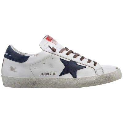 Shop Golden Goose Superstar Sneakers In White/night Blue