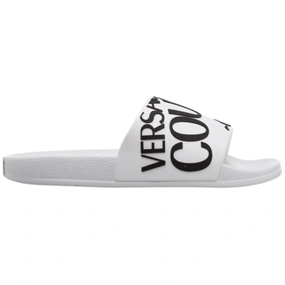 Shop Versace Jeans Couture Speed Slides In Bianco