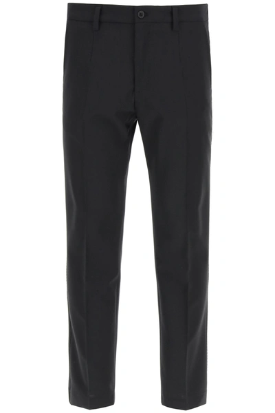 Shop Dolce & Gabbana Casual Trousers In Wool Blend In Nero