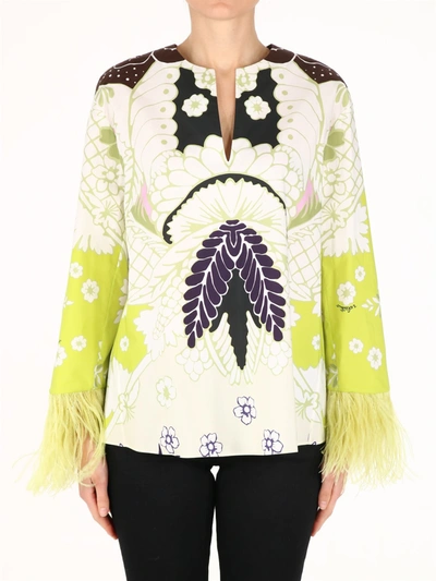 Shop Valentino Feather Shirt In Multicolor