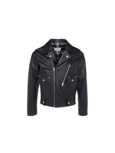 Shop Maison Margiela Leather Jacket In Black