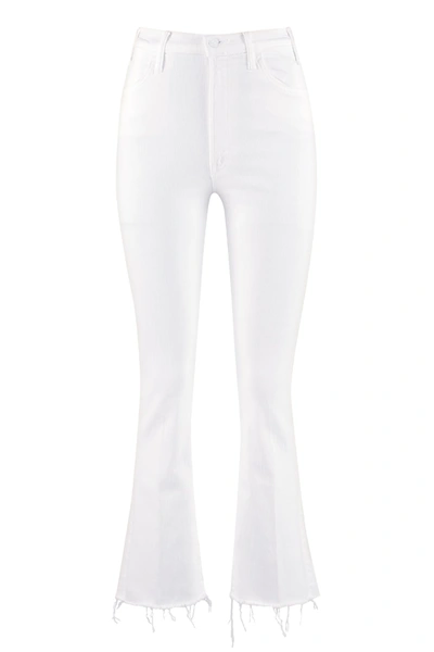 Shop Mother The Hustler Ankle Fray Bootcut Jeans In White