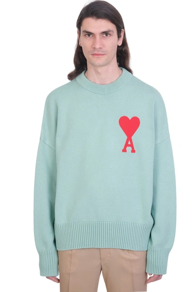 Shop Ami Alexandre Mattiussi Ami De Coeur Sweater Knitwear In Green Cotton