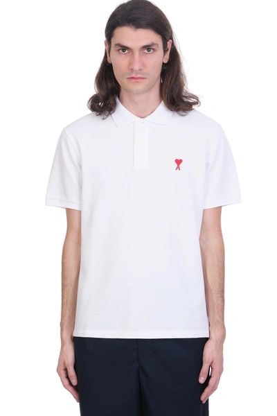 Shop Ami Alexandre Mattiussi Ami De Coeur Polo Polo In White Cotton