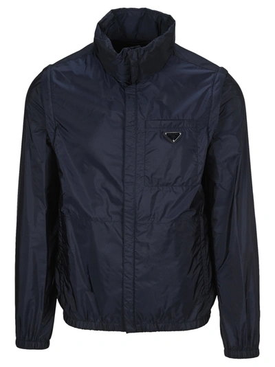 Shop Prada Re-nylon Blouson Jacket In Navy