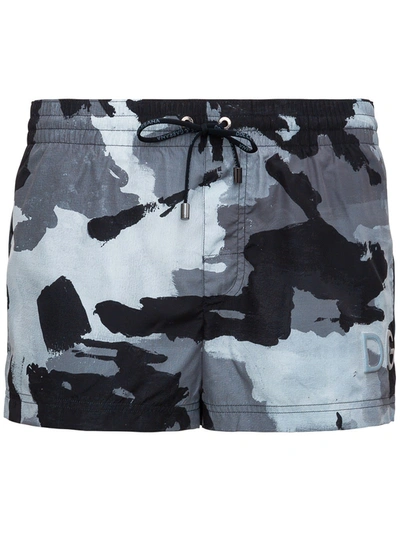 Shop Dolce & Gabbana Camouflage Swimming Trunks In Multicolor