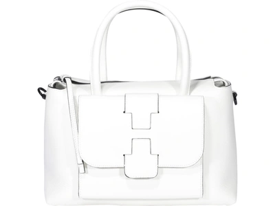 Shop Hogan Logo H Bauletto Bag In White