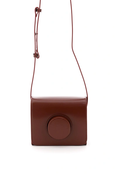Shop Lemaire Leather Camera Bag In Red (purple)