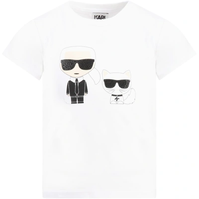 Shop Karl Lagerfeld White T-shirt For Kids