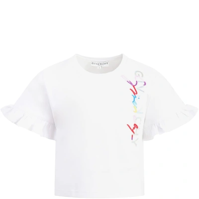 Shop Givenchy White T-shirt For Girl With Double Logo