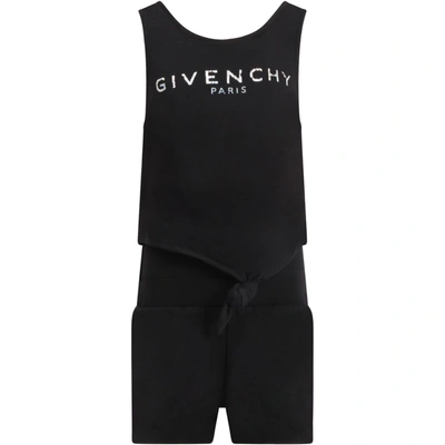 Shop Givenchy Black Jumpsuit For Girl With Logo