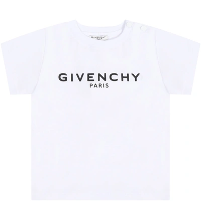 Shop Givenchy White T-shirt For Babykids With Logo