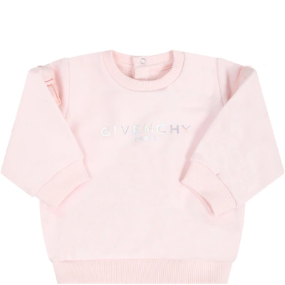 Shop Givenchy Pink Sweatshirt For Babygirl With Logo