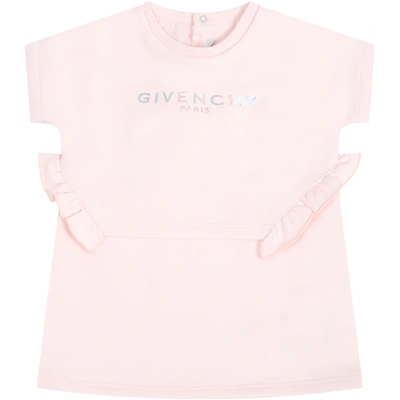 Shop Givenchy Pink Dress For Babygirl With Logo